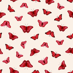 Cream Red - Butterflies Tossed
